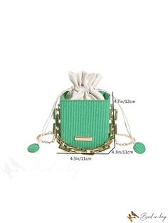 BirdinBag - Compact Drawstring Crossbody Bag with Metal Chain and Fashionable Design Trendy Vacation Box Bag With Adjustable Strap, Trendy Chain Pouch Bag, Trendy Beach Box Bag With Adjustable Strap, Trendy Bucket Bag With Chain Strap For Travel, Trendy Travel Bag With Chain Detail, Trendy Travel Bags With Chain Detail, Trendy Green Bucket Bag With Adjustable Strap, Spring Green Shoulder Bag With Chain Strap, Trendy Green Bucket Bag