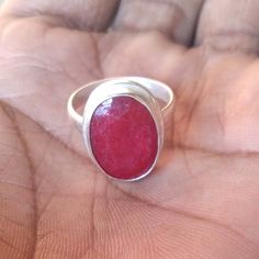 Attractive Red Ruby Gemstone Ring- Handmade Ring- Oval Faceted Ring- Red Ruby Ring-925 Sterling Silver Ring- Wedding Gift Ring. :product details: :Stone name : Red Ruby :Shape : Oval /Faceted :Stone Dimension Approx :10 x 14 mm :Material : 925 Sterling Silver & Gemstone :Item Weight Approx : 5.30 grams --------------------------------------------------------------------------------------------------------------------------------------------- USA Parcels Take Approx 7-10 Days In Delivery (USPS) O Classic Red Ruby Ring, Oval Cabochon, Classic Red Ruby Ring With Oval Cabochon, Wedding Ruby Ring With Oval Cabochon, Oval Ruby Birthstone Ring With Gemstone, Formal Red Oval Sapphire Ring, Oval Ruby Rings With Birthstone, Oval Ruby Birthstone Ring, Formal Red Sapphire Ring With Oval Shape, Red Ruby Round Band Jewelry