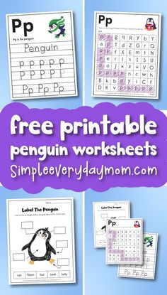 printable penguin worksheets for children to practice their handwriting and writing skills with penguins