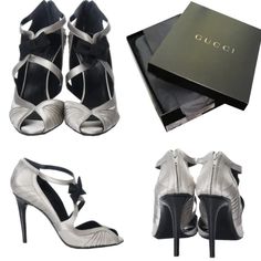 Tom Ford For Gucci Heels Brand New As Seen On Sarah Jessica Parker * Stunning In Silver Satin * Tom Ford For Gucci * Size: 9.5b * Black Satin Bow At Front * Leather Insole * Zips Up The Back * 4" Heel * With Box & Dust Cover * Impossible To Find New Gucci Silver Designer Heels, Gucci Silver Evening Heels, Gucci Silver Heels For Evening, Silver Gucci Heels For Evening, Silver Designer Gucci Heels, Designer Silver Gucci Heels, Designer Leather Heels For Gala, Designer Open Heel Heels For Gala, Gucci Fitted High Heels