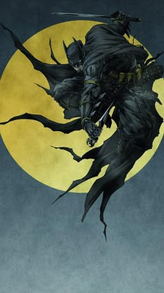 a drawing of batman flying in front of a full moon