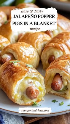 a plate filled with pigs in a blanket