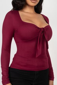 PRODUCT DETAILS Material: Polyester, Spandex Fit Type: Regular Fit Sleeve Style: Regular Sleeve Length: Full Neckline: V-Neck Pattern Type: Solid Style: Casual, Party, Activewear, Spring, Summer, Fall Decoration: Tie Available In: Burgundy, Peacock Size: S, M, L RETURNS Please Verify Your Size Before Purchase Follow Size Chart Guide All valid returns are refunded in the form of store credit. View Return Policy Solid Color Bodycon Top For Party, Solid Color Bodycon Party Top, Solid Bodycon Top For Party, Solid Bodycon Party Top, Elastane V-neck Top For Parties, Red Elastane Party Top, Party Bodycon Top, Elegant Seamless Tops For Party, V-neck Bodycon Top For Party