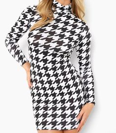 Nwt Boohoo Slinyk Dogtooth Roll Neck Mini Dress In Black/White Size 16 Uk = 12 Us Sold Out Online! Fitted White Mini Dress With Houndstooth Pattern, Fitted Mini Dress With Houndstooth Pattern, Fitted White Houndstooth Mini Dress, Fitted Black Mini Dress With Houndstooth Pattern, Chic White Houndstooth Dress, Fitted Black Houndstooth Dress, Fitted Black Dress With Houndstooth Pattern, Black Houndstooth Mini Dress, Fitted Houndstooth Mini Dress For Winter