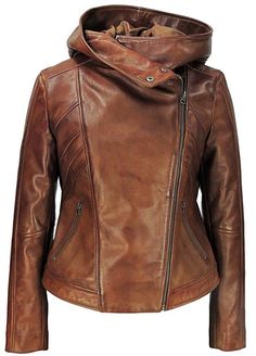 Sasha High Fashion Womens Hooded Leather Jacket Womens Leather Jacket FADCLOSET Hooded Leather Jacket, Leather Hoodie, Fall Fashion Coats, Bota Country, Leather Jacket With Hood, High Fashion Women, Lambskin Leather Jacket, Stylish Clothes For Women, Brown Leather Jacket