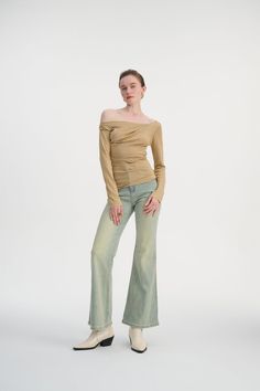 Convertible off-shoulder sweater – Ancosti Dramatic Ethereal, Touch Drawing, Autumnal Style, Fw 2024, Metallic Yarn, Asymmetrical Neckline, Off Shoulder Sweater, Chic Top, Asymmetrical Tops