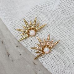 - Dimension: Approximately 28mm x 15mm - Luna Opal stone details Statement Earrings Gold, Dainty Necklace Layered, Star Crystal, Long Chain Earrings, Handmade Chokers, Starburst Earrings, Pearl Accessories, Stacked Earrings, Rose Gold Crystal