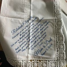 Daughter's Wedding Day Gift From Mom and Dad - Etsy Personalized Cotton Handkerchiefs, White Handkerchiefs With Embroidered Text For Gift, White Handkerchiefs With Embroidered Text As Gift, White Embroidered Text Handkerchief Wedding Gift, Cotton Handkerchiefs With Embroidered Text For Gift, White Embroidered Handkerchiefs For Special Events, Cotton Handkerchiefs With Embroidered Text As Gift, Embroidered Text Cotton Handkerchiefs For Gifts, White Cotton Handkerchiefs Gift Set