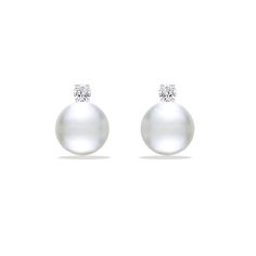 41604 - 14K White Gold - White Akoya Pearl Stud Earrings Timeless White Gold Pearl Earrings With Brilliant Cut, Timeless Brilliant Cut White Gold Pearl Earrings, Classic Hallmarked White Gold Earrings, Classic White Gold Earrings For Formal Occasions, Formal Akoya Pearl Earrings With Brilliant Cut, Timeless White Gold Akoya Pearl Earrings, Classic White Gold Diamond Earrings With Akoya Pearls, Timeless Diamond Pearl Earrings, Formal 14k White Gold Pearl Earrings