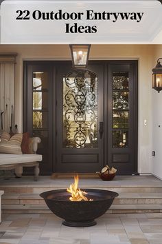 Transform your outdoor entryway into a cozy gathering spot with a stylish fire pit, offering warmth and ambiance Front Porch