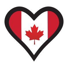 the canadian flag is in the shape of a heart