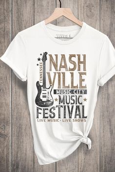 a t - shirt that says nashvilleville music festival with an electric guitar on it