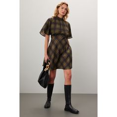 Green plaid cotton (100% Lyocell). Blouson. Short sleeves. Mock neck. Pull on. 32.5" from shoulder to hemline. Imported. Rent The Runway, Closet Designs, Green Plaid, Mock Neck, Bodice, Night Out, Short Sleeves, Plaid, Mini Dress