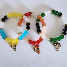 Powerpuff Girls Beaded Bracelets - Etsy Beaded Bracelet Diy, Hello Kitty Room Decor, Bracelets Etsy, Hello Kitty Rooms, Powerpuff Girl, Diy Jewlery, Beads Bracelet Design