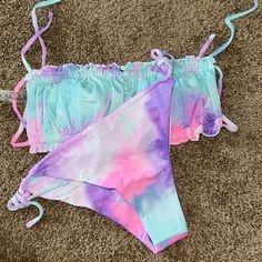 New With Tags And Original Packaging Shein Bikini Womens Swim, Pink Purple, Tie Dye, Dye, Packaging, Size Medium, Tags, The Originals, Purple