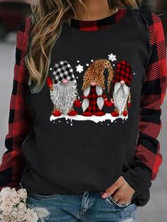 Casual Loosen Hoodies&sweatshirts is fashionable and cheap, come to Lilicloth to find out about the Clothing Neck Pattern, Hoodie Top, Buffalo Plaid, Christmas Sweaters, Buffalo, Sweatshirts Women, Leopard Print, Winter Outfits, Best Gifts