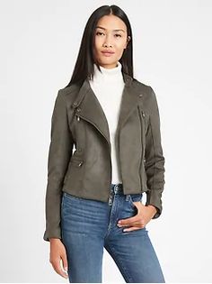 Women's Clothing - Shop New Arrivals | Banana Republic Moto Cross, Suede Moto Jacket, Under Dress, Suede Jacket, Fitted Sweater, Sporty Style, Moto Jacket, Biker Jacket, Maquillaje De Ojos