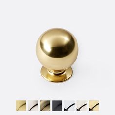 an image of a golden door knob with different colors and finishes on the front side