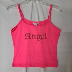 Nwt Streetwear Society Small Pink Spaghetti Strap "Angel" Tank. 92% Polyester, 8% Spandex Pink Fitted Y2k Camisole, Y2k Pink Spaghetti Strap Tops, Pink Y2k Top With Spaghetti Straps, Pink Spaghetti Strap Top In Y2k Style, Y2k Pink Tank Top For Summer, Y2k Style Pink Summer Tank Top, Pink Y2k Style Sleeveless Camisole, Pink Cotton Tank Top With Adjustable Straps, Pink Cotton Top With Adjustable Straps