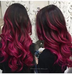 Burgundy Ombre Hair, Magenta Hair Colors, Red Ombre Hair, Creative Hair Color, Ombre Hair Blonde, Dyed Hair Inspiration, Extensions Hair, Pretty Hair Color