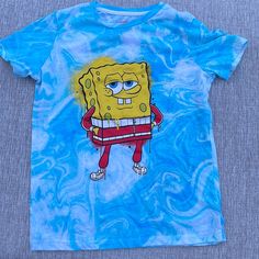 Brand New - No Tags. Sponge Bob Graphic Tee Shirt.. Vibrant Colors On Turquoise-Y Blue Tie Dye Shirt. Kids Size 14/16 But Looks Smaller Blue Tie Dye Shirt, Sponge Bob, Graphic Tee Shirt, Tie Dye Shirt, Dye Shirt, Blue Tie, Blue Tie Dye, Graphic Tee Shirts, Nickelodeon