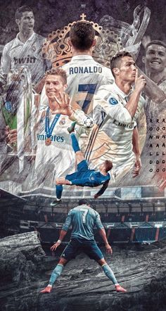 two soccer players collaged in front of an image of the same team