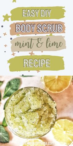 See how to make body scrub at home. This easy mint and lime sugar scrub recipe is a real skincare treat. The homemade body scrub cleanses, exfoliates, purifies and nourishes. Homemade body scrubs to try yourself. Body Scrub At Home, Make Body Scrub, Homemade Body Scrubs, Scrub At Home, Mint Sugar Scrub, Diy Body Scrub Recipes, Mint Sugar