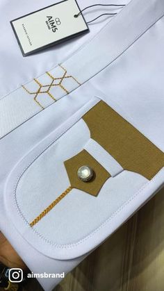 Fabric Materials Clothes Fashion Design, Pocket Design Fashion Style, Senator Pocket Designs, White Senator Styles For Men, Front Pocket Design