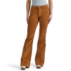 Your favorite flare is back, but now in the perfect texture for the season ahead. Our Women's Wrangler Retro Bailey High Rise Corduroy Trouser Jean comes with all the same iconic details, including our signature five-pocket styling, the "W" stitching, and a logo patch. That ultra-soft corduroy is crafted from a cozy cotton blend with just the perfect amount of stretch. Best of all, these trousers feature a flattering high-rise silhouette that hugs you in all the right places. Corduroy Fabric Regular Fit Wide Trouser Leg Opening High Rise Waist Classic "W" Back Pocket Branded Patch 5 Pocket Design 98% Cotton/ 2% Elastane Wide Leg Pants Outfits, Wide Trousers, Pants Outfits, Tractor Supply, Corduroy Fabric, Dream Body, Plus Size Jeans, Fall Style, Corduroy Pants