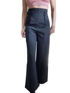 pinstripe wide leg trousers Chic High Waist Wide Leg Pants With Vertical Stripes, Chic High Waist Vertical Stripes Wide Leg Pants, Fitted Straight Leg Bottoms With Vertical Stripes, Fitted Bottoms With Vertical Stripes And Straight Leg, Striped Wide Leg Pants For Work, Striped Wide-leg Pants For Work, Chic Striped High Waist Wide Leg Pants, Pinstripe Wide-leg Pants For Workwear, Pinstripe Wide-leg Workwear Pants