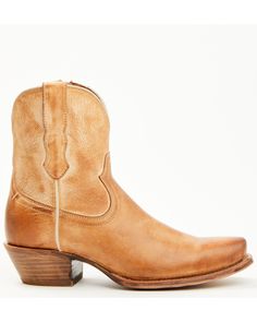 Western Style Brown Mid-calf Boots With Closed Toe, Western Leather Mid-calf Boots With Block Heel, Western Mid-calf Boots With Square Toe And Stacked Heel, Western Brown Mid-calf Boots With Square Toe, Brown Western Mid-calf Heeled Boots, Western Booties, Rubber Heels, Western Boots