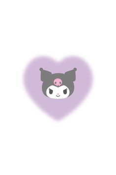 a panda bear with a pink nose on it's head in the shape of a heart