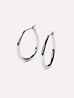 Silver Hoop Earrings - Cuidado Silver Classic Silver Teardrop Hoop Earrings, Silver Teardrop Hoop Earrings With Polished Finish, Modern Silver Teardrop Hoop Earrings, Sarah Therese, Silver Hoops Earrings, Hoops Earrings, Jewelry Lookbook, Minimalistic Design, Huggie Hoop Earrings