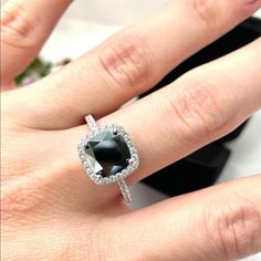 Black Cut Ring Black Diamond Ring Sterling Silver Promise - Etsy Sweden Black Gemstone Ring, Engagement Ring Black, Black Engagement Ring, Sterling Silver Promise Rings, Present For Her, Black Diamond Ring, Presents For Her, Ring Black, Ring Engagement