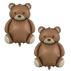 two brown teddy bears sitting next to each other