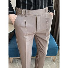 Season:Spring   Fall,Summer; Fabric:Polyester; Gender:Men's; Style:Elegant,Vintage; Occasion:Business,Casual; Fit Type:Regular Fit; Function:Comfort,Breathable; Waistline:High Waist; Pattern:Plain; Design:High Rise,Straight Leg,Pocket; Pants Type:Gurkha Pants,Suit Pants,Pleated Pants,Trousers,Dress Pants; Fly Type:Button,Zipper; Front page:FF; Listing Date:06/15/2023; Production mode:External procurement; Hips:; Length:; Waist: Social Pants, Mens White Dress Pants, Gurkha Pants, Slim Fit Suit Pants, Modern Fit Suit, White Dress Pants, Wedding Social, Khaki Dress Pants, Social Dresses