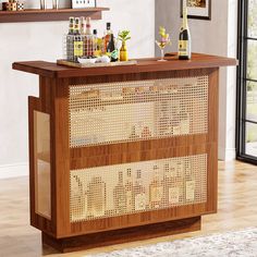 Bar Unit, 4-Tier Rattan Liquor Wine Bar Cabinet with Stemware Racks Tribesigns Home Bars For Sale, Home Bar Unit, Home Bar Areas, Home Bar Cabinet, Bar Unit, Modern Home Bar, Wine Bar Cabinet, Home Pub, Home Bar Furniture