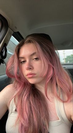 Pink Box Dye On Brown Hair, Pink Color Underneath Hair, Pink Hair With Light Pink Highlights, Pink Hair In Blonde, Dyed Hair Inspo For Short Hair, Hair Color That Makes You Look Whiter, Pink Hair On Light Brown Hair, Light Brown And Colored Hair, Pink Hue Hair