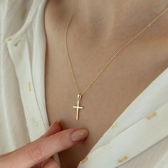 14k Solid Gold Cross Neclace for Women Classic Crucifix Pendant Necklace Guardian Angel Religious Jewelry Gift for Her, Valentine Gift - Etsy Cross Necklace Womens Gold, Gold Cross Necklace For Women, Gold Chain Cross, Cross Pendant Necklace Woman, Gold Crucifix Necklace, Cross Necklace Gold, Cross Necklace Women, Crucifix Necklace, Necklace Cross