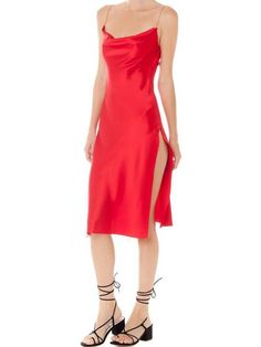 📦FREE Shipping on orders over $80 Be the stunner at the party by wearing this satin dress which adorns with a cowl front for an alluring look. Style: Sexy Occasion: Cocktail & Party, Night Out Material: Polyester, Spandex Dresses Length: Midi Collar-line: Spaghetti Strap Sleeves Length: Sleeveless Pattern Type: Solid Color Material Stretch: No Stretch Season: Spring, Summer Fitted Silk Backless Dress For Party, Satin Mini Dress With Boning For Cocktail, Satin Evening Dress With Boning, Evening Satin Dress With Boning, Sleeveless Satin Dress With Boning, Cocktail Satin Dress With Boning, Red Satin Dress For Date Night, Fitted Satin Slip Dress For Party, Satin Silk Mini Dress For Party