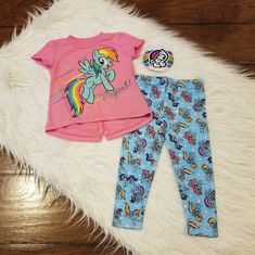 Pink Top And Matching Pony Leggings, As Pictured, By My Little Pony. New With Tags. Size 12 Months. Bundle With Other Items From My Closet For Discounts, Make Offers, Happy Poshing. Skort Outfit, My Little Pony Costume, Rainbow Skirt, Elastic Skirt, Patriotic Outfit, Pink Top, Skirt Leggings, Skirt Pattern, Pink Tops