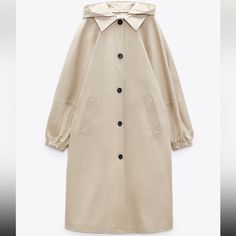 Soo Cute Trench! Brand New. Not Sold On Zara Anymore! Color Is Light Beige. Retails $169 Plus Tax Ships Same Day Oversized Trench, Hooded Trench Coat, Trench Jacket, Long Balloons, Zara Jackets, Trench Coats, Lapel Collar, Light Beige, Trench Coat