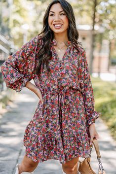 It's About Time Gold Combo Floral Dress – Shop The Mint Floral Cocktail Dress, Black Tie Dress, Long Sleeve Outerwear, Two Piece Swimwear, Ditsy Floral Print, Fabulous Dresses, Friend Outfits, About Time, Romper With Skirt