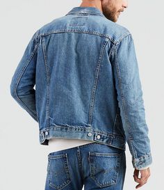 Levi's® The Trucker Denim Jacket Spring Denim Button-up Jacket With Welt Pockets, Spring Denim Outerwear With Welt Pockets, Spring Denim Outerwear, Spring Medium Wash Denim Jacket With Welt Pockets, Casual Fitted Denim Jacket With Welt Pockets, Fitted Denim Jacket With Welt Pockets, Spring Denim Jacket With Welt Pockets In Medium Wash, Denim Blue Jacket With Welt Pockets And Long Sleeves, Denim Blue Outerwear With Welt Pockets