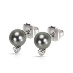 Mikimoto Tahitian Pearl Diamond Stud Earrings In 18k White Gold (0.20 Ctw) Stud Earring / White Gold Mikimoto Diamond Stud Earrings, Tahitian Pearls, Pearl Diamond, Diamond Stud, Stud Earring, Diamond Earrings Studs, Bag Lady, White Gold, Stud Earrings