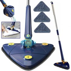 PRICES MAY VARY. 【360° Rotatable Adjustable Cleaning Mop】Triangular mops for floor cleaning is designed into 360° rotating mop head and triangular mop pad, and made it a truly professional floor cleaner for home. It can get the job done quickly and efficiently, and it is a perfect floor cleaning solution for daily and weekly cleaning floor to remove dust, pet hair, dirts, debris and more. 【Wet & Dry Cleaning Mop】This wall cleaner mop includes 3 microfiber cleaning pads for wet and dry cleaning. Wall Cleaner, Cleaning Ceilings, Floor Cleaning Solution, Cleaning Mop, Spin Mop, Cleaning Mops, Microfiber Mops, Mop Heads, Mop Pads