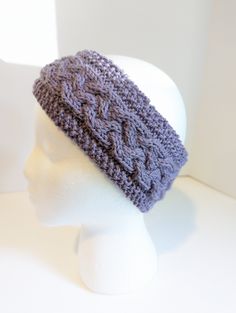 Cute and Cozy handknit ear warmer in Lavender Sheep's wool.  Features a braided cable design.  Stretchy, soft and warm.  A great gift for yourself or someone else.   Please note that this is in an Adult small in size.  See photos and sizing information. CARE AND CONTENT Sheep's wool. Hand wash in cool water, lay flat to dry. All the items in my shop are made by me in my smoke-free home-- or out in the fresh air while my children enjoy the beautiful area of the world where we live. SIZE This head Hand Knitted One Size Winter Headband, Knitted Yarn Headband, Hand Knitted One Size Headband For Winter, Hand Knitted Purple Knitting Pattern, Knitted Yarn Headband One Size, Knitted Yarn Headband, One Size, Knitted Yarn Headband One Size Fits Most, Winter Knitted One-size Headband, Knitted Yarn Headband For Winter