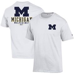 People coming or going will see your Michigan Wolverines fandom when you wear this Stack 2-Hit T-shirt from Champion. It features the Michigan Wolverines logo on the front and team graphics printed on the back. Additionally, the cotton material provides a comfortable feel.People coming or going will see your Michigan Wolverines fandom when you wear this Stack 2-Hit T-shirt from Champion. It features the Michigan Wolverines logo on the front and team graphics printed on the back. Additionally, th Michigan Wolverines Logo, Neck Taping, Michigan Wolverines, Back Neck, Mens Activewear, Knit Collar, Tshirts Online, Cotton Shorts, Shirt Online