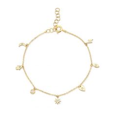 "This dainty yet sturdy charming charm bracelet is the perfect bracelet to layer with other bracelets or just to wear by itself. * 14K Yellow Gold * Approx. Diamond Weight: 0.07cts * Adjustable length: 6\"-7\" *Necklace also available: https://www.etsy.com/listing/510314824/14k-gold-tiny-charm-necklace Upgrades for FedEx/UPS guaranteed 2-day delivery are available and can be selected prior to checkout without separate invoicing. It is generally not an issue, but the USPS cannot guarantee deliver Gold Sterling Silver Bracelets With Removable Charms, Elegant Adjustable Bracelet With Removable Charms, Elegant Bracelet With Adjustable Removable Charms, Gold Sterling Silver Bracelets With Dangling Charms, Dainty Everyday Bracelets With Charms, Elegant Adjustable Dangling Charms, Dainty Everyday Bracelet With Charms, Elegant Adjustable Bracelets With Dangling Charms, Adjustable Yellow Gold Bracelets With Dangling Charms