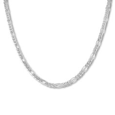 This handsome men's figaro chain necklace is crafted of sterling silver. The 24-inch necklace fastens with a lobster clasp. Figaro Chain Men, Jewelry Education, Figaro Chain Necklace, Jewelry Advice, Men's Bracelets, Jared The Galleria Of Jewelry, Figaro Chains, Figaro Chain, White Necklace